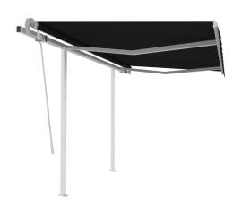 Copertină retractabilă manual cu stâlpi, antracit, 3x2,5 m