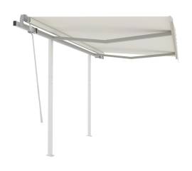 Copertină retractabilă manual cu stâlpi, crem, 3x2,5 m