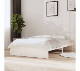 Cadru de pat mic dublu 4ft, alb, 120x190 cm, lemn masiv