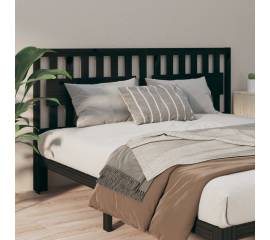 Tăblie de pat, negru, 145,5x4x100 cm, lemn masiv de pin