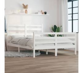 Cadru de pat, 120x200 cm, lemn masiv de pin, alb