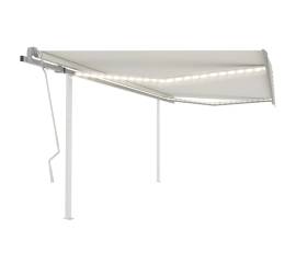 Copertină retractabilă manual, cu led, crem, 4x3 m