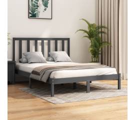 Cadru pat 5ft king size, gri, 150x200 cm, lemn masiv de pin