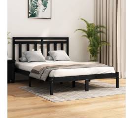 Cadru pat king size 5ft, negru, 150x200 cm, lemn masiv