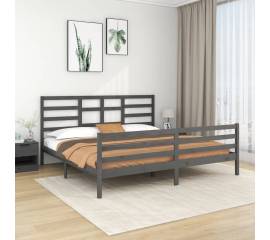 Cadru de pat, gri, 200x200 cm, lemn masiv