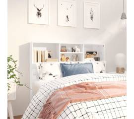 Tăblie de pat cu dulap, alb extralucios, 120x19x103,5 cm