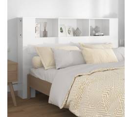 Tăblie de pat cu dulap, alb extralucios, 160x18,5x104,5 cm
