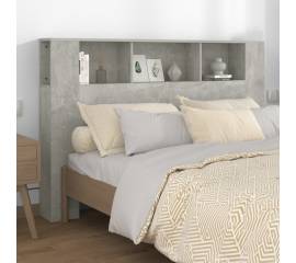 Tăblie de pat cu dulap, gri beton, 160x18,5x104,5 cm