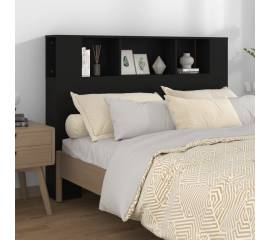 Tăblie de pat cu dulap, negru, 140x18,5x104,5 cm