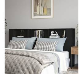 Tăblie de pat cu dulap, negru, 220x18,5x104,5 cm