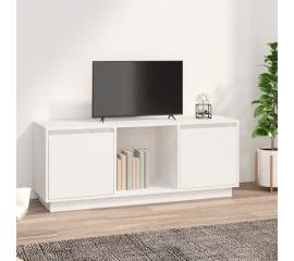Comodă tv, alb, 110,5x35x44 cm, lemn masiv de pin