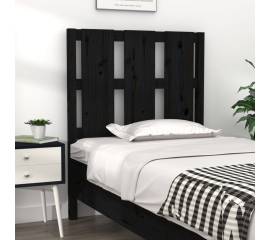 Tăblie de pat, negru, 80,5x4x100 cm, lemn masiv de pin