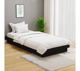 Cadru de pat, negru, 100x200 cm, lemn masiv de pin
