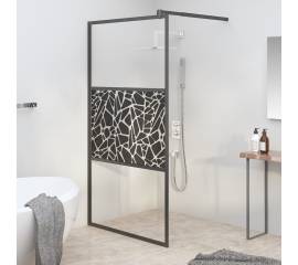 Paravan de duș walk-in negru 100x195 cm sticlă esg model piatră