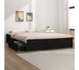 Cadru de pat small double 4ft, negru, 120x190 cm