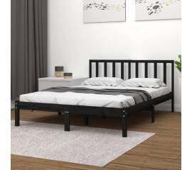 Cadru de pat super king 6ft, negru, 180x200 cm, lemn masiv pin