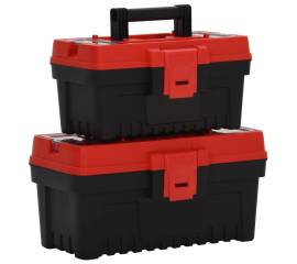 Set de cutii de scule, 2 piese, negru și roșu, polipropilenă