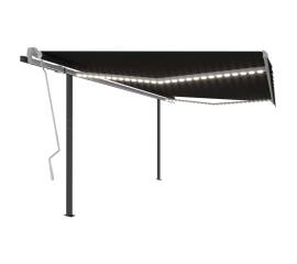 Copertină retractabilă manual, cu led, antracit, 4x3,5 m