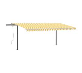 Copertină retractabilă manual, cu led, galben & alb, 5x3 m