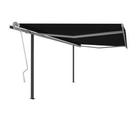 Copertină retractabilă manual, cu stâlpi, antracit, 4x3,5 m