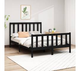 Cadru de pat, negru, 160x200 cm, lemn masiv de pin