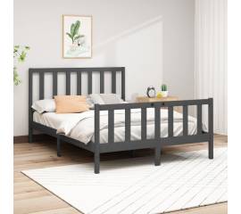 Cadru de pat 5ft king size,gri ,150x200 cm,lemn masiv de pin