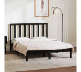 Cadru de pat dublu 4ft6, negru, 135x190 cm, lemn masiv pin