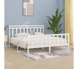 Cadru de pat, alb, 200x200 cm, lemn masiv de pin