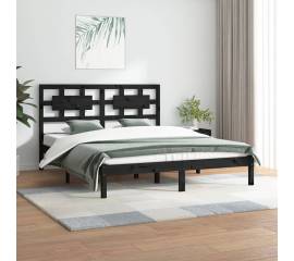 Cadru pat 5ft king size, negru, 150x200 cm, lemn masiv de pin