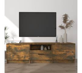 Comodă tv, stejar fumuriu, 140x35x40 cm, lemn prelucrat