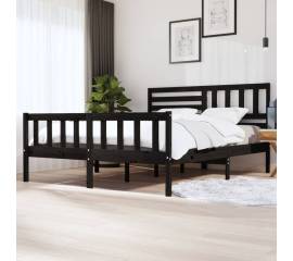 Cadru de pat super king 6ft, negru, 180x200 cm, lemn masiv