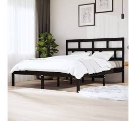 Cadru de pat super king 6ft, negru, 180x200 cm, lemn masiv