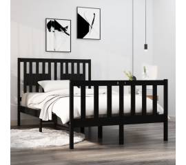 Cadru de pat dublu 4ft, negru, 120x190 cm, lemn masiv