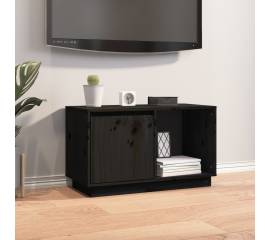 Comodă tv, negru, 74x35x44 cm, lemn masiv de pin