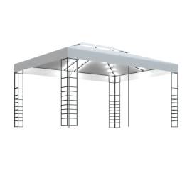 Pavilion cu șir de lumini, alb, 4x3x2,7 m
