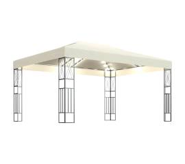 Pavilion cu șir de lumini led, crem, 3x4 m, țesătură