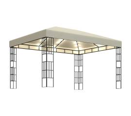 Pavilion cu șir de lumini led, crem, 3x4 m