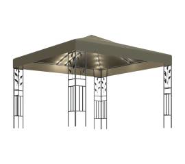 Pavilion cu șiruri de lumini led, gri taupe, 3x3m,