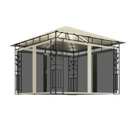 Pavilion cu plasă anti-țânțari & lumini led crem 3x3x2,73m