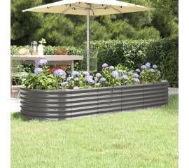 Jardinieră grădină gri 224x80x36 cm oțel vopsit electrostatic