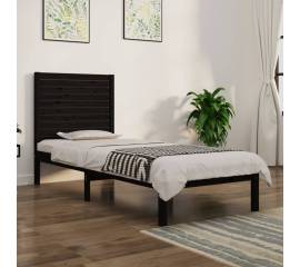 Cadru de pat single 3ft6, negru, 90x190 cm, lemn masiv