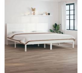 Cadru de pat super king 6ft, alb, 180x200 cm, lemn masiv
