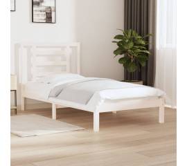 Cadru de pat single 3ft, alb, 90x190 cm, lemn masiv de pin