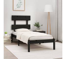 Cadru de pat, negru, 100x200 cm, lemn masiv