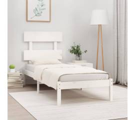 Cadru de pat single 3ft6, alb, 90x190 cm, lemn masiv