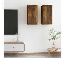 Comode tv, 2 buc., stejar fumuriu, 30,5x30x60 cm lemn prelucrat