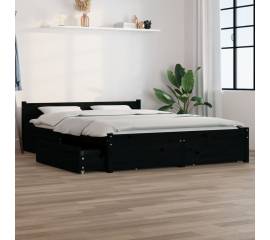 Cadru de pat cu sertare small double 4ft, negru, 120x190 cm