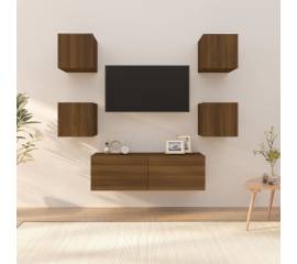 Set dulapuri tv de perete, stejar maro, lemn prelucrat