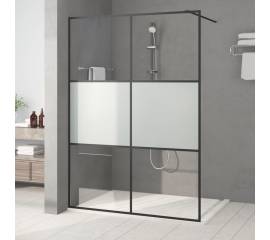 Perete cabină duș walk-in negru 140x195 cm sticlă esg semi-mată