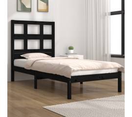Cadru de pat small single 2ft6, negru, 75x190 cm, lemn masiv